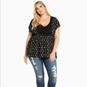 Torrid Diamond Print Babydoll Top